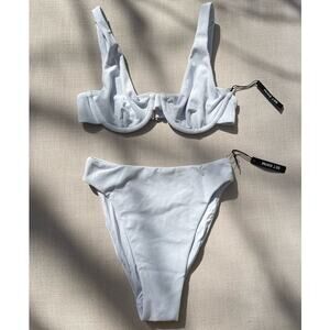 SET Active | NWT Blue French Terry Bralette S + High Waisted Bikini Bottom XS